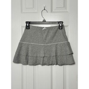 Good Days Project Gray Ruffled Tiered Mini Skirt Women's Size Small Casual Skort
